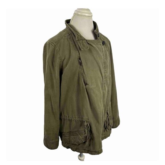 Lucky Brand Jacket Olive Green Button Up Military Canvas Cargo Anorak Size 1X - Picture 6 of 9
